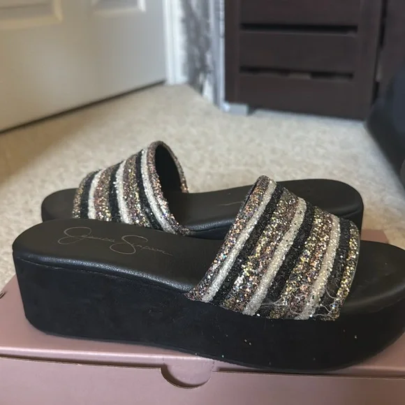 Jessica Simpson trivia slide sandals in metallic multi - Picture 3 of 4